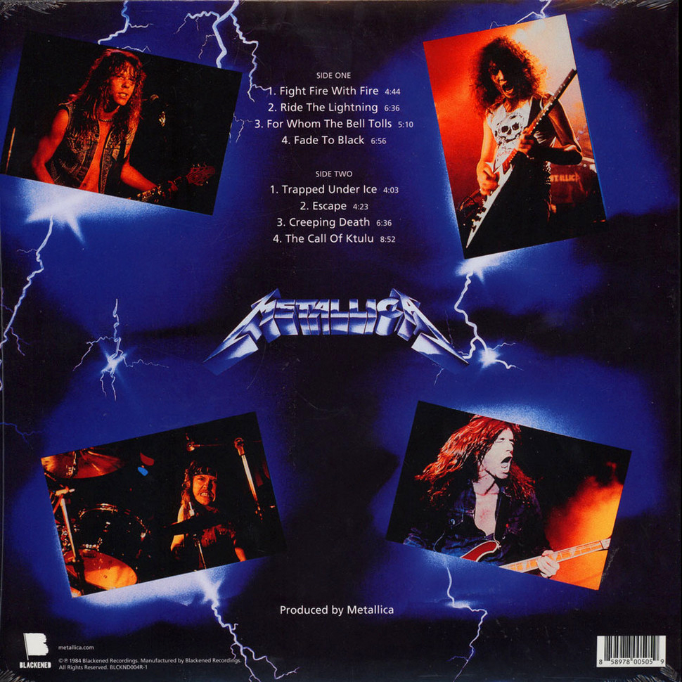 Metallica. Ride The Lightning (LP) (180g, Remastered, US) — изображение 2