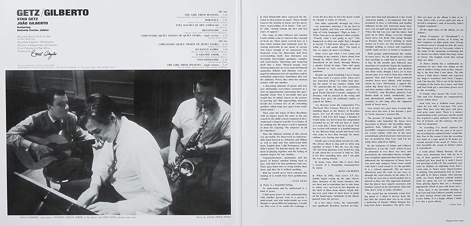 Stan Getz & João Gilberto. Getz / Gilberto (LP) — изображение 3
