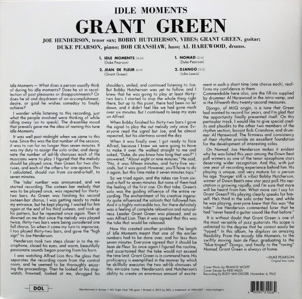 Grant Green. Idle Moments (LP) — изображение 2