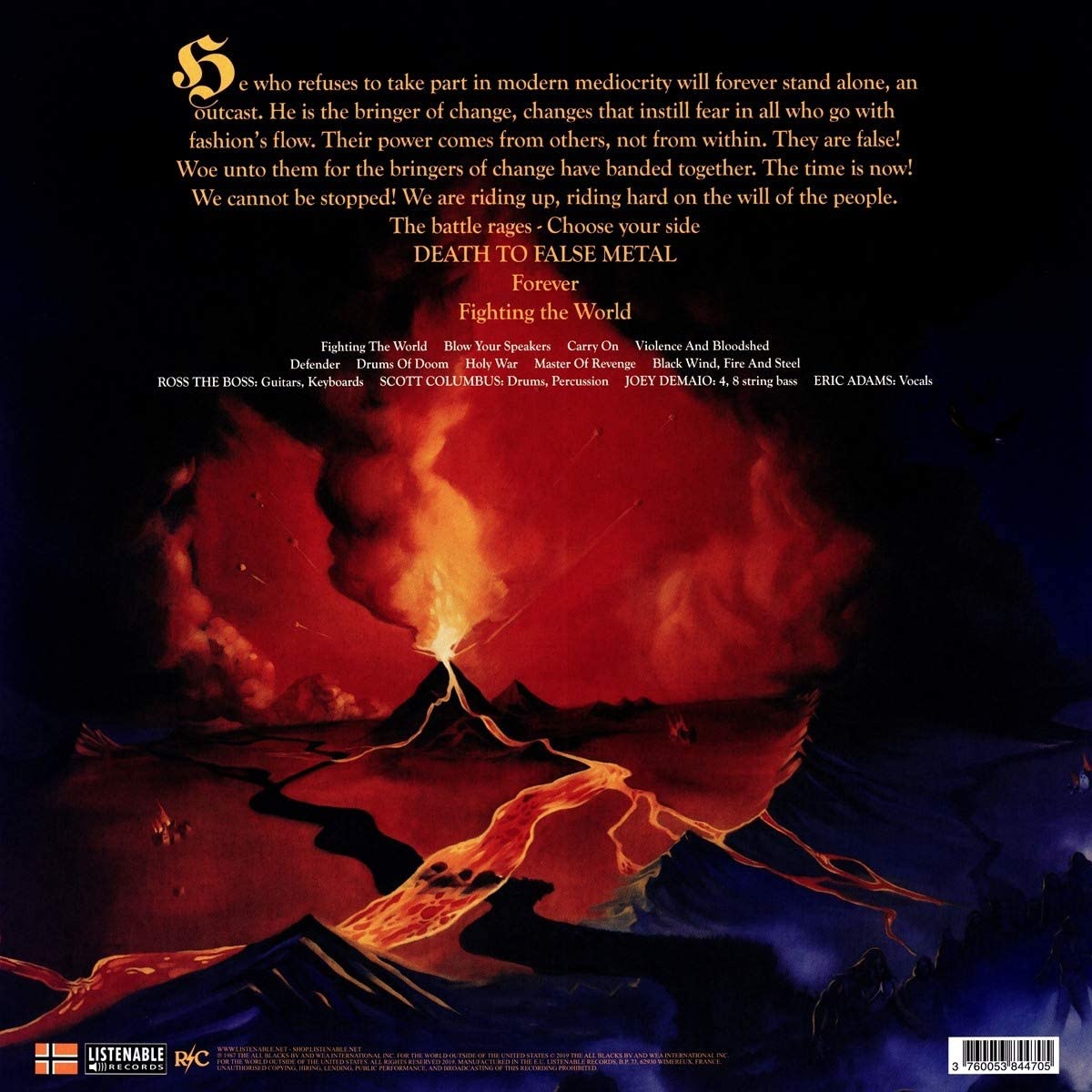 Manowar. Fighting The World (LP) — изображение 2
