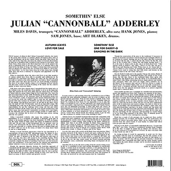 Cannonball Adderley. Somethin' Else (LP) Blue — изображение 2