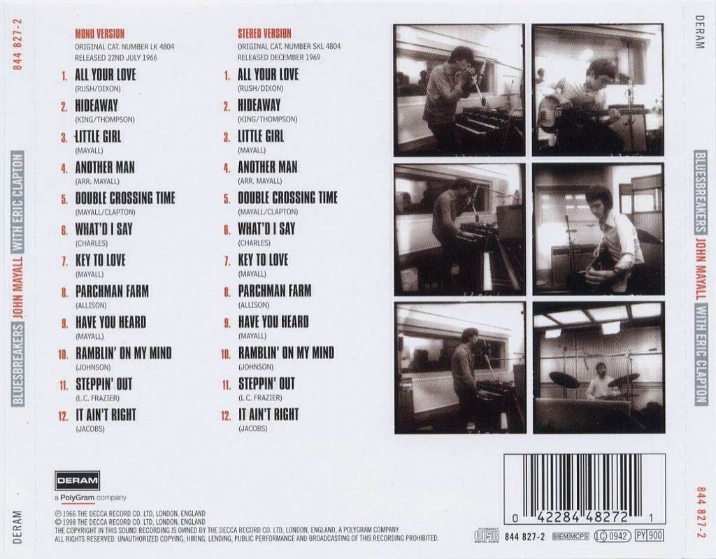 John Mayall With Eric Clapton. Blues Breakers (CD) (Remastered) — изображение 2