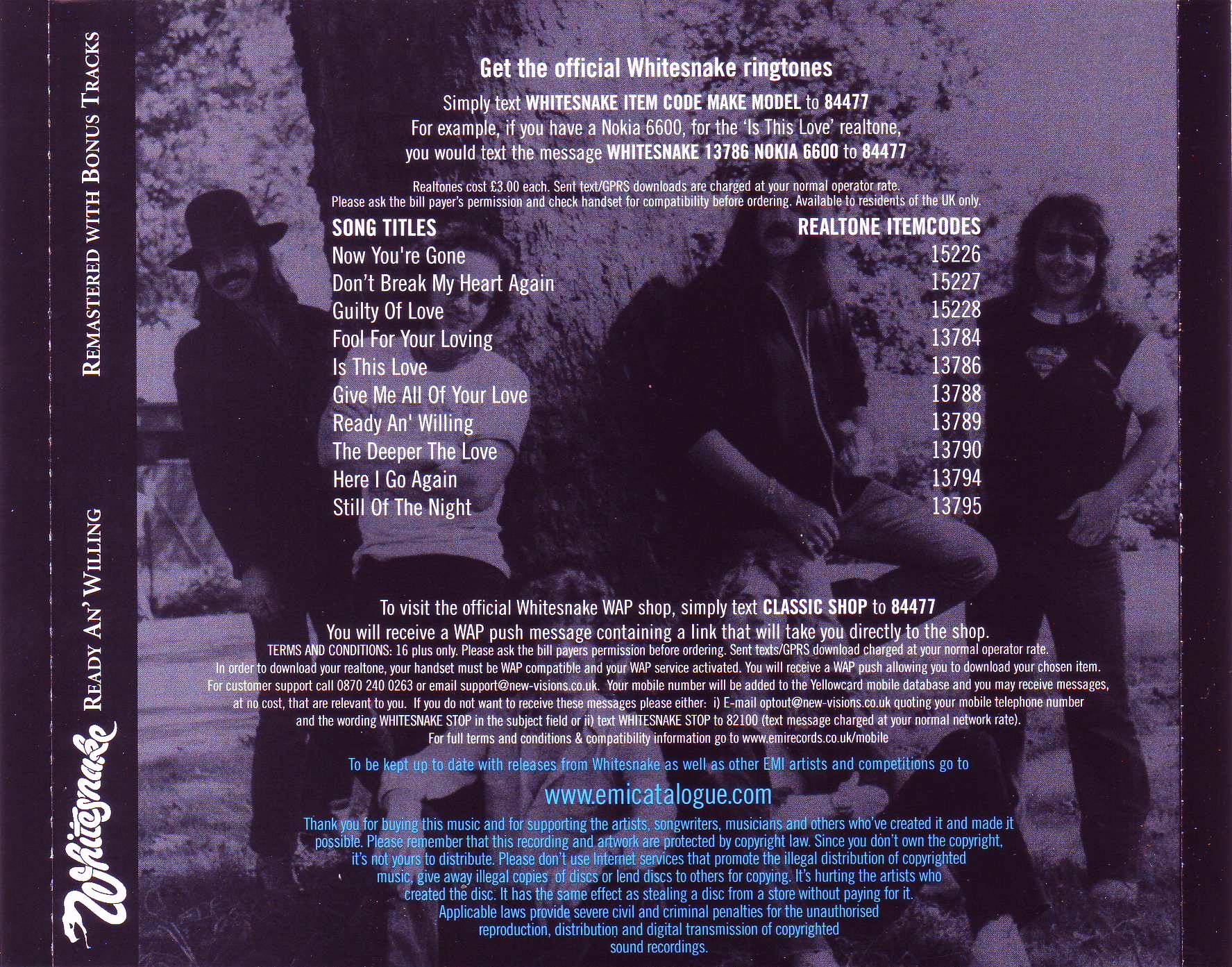 Whitesnake. Ready An' Willing (CD) (Remastered) — изображение 3