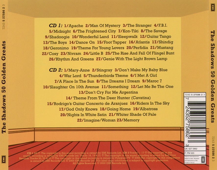 The Shadows. The Shadows 50 Golden Greats (2CD) — изображение 2