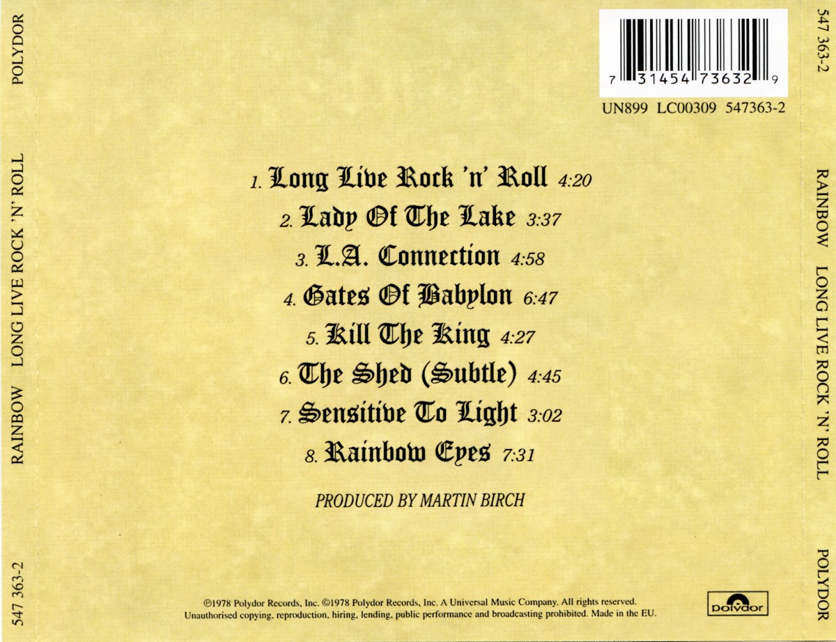 Rainbow. Long Live Rock 'N' Roll (CD) (Remastered) — изображение 2